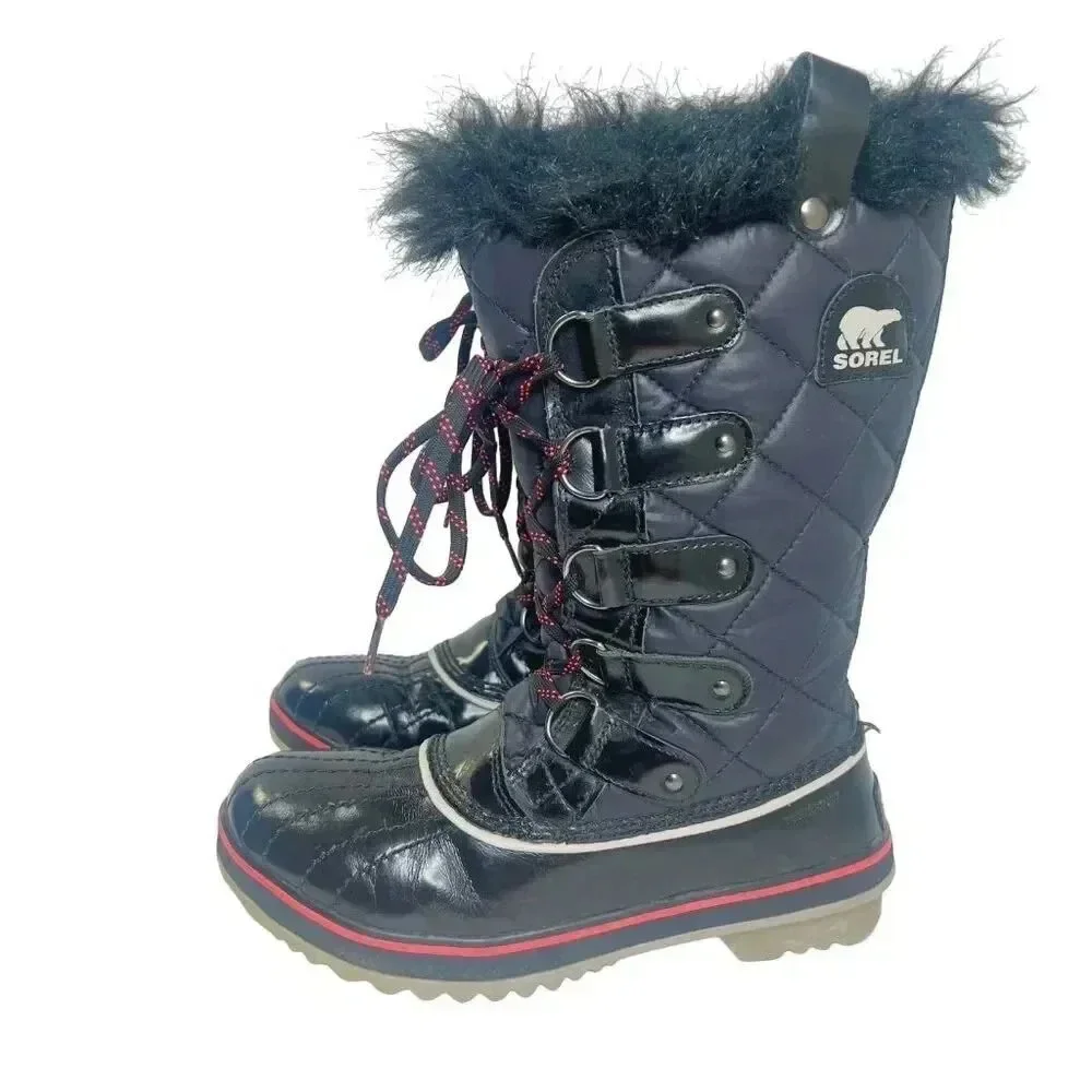 Sorel Tofino Cate Black Winter Snow Boots Quilted Waterproof Size 7